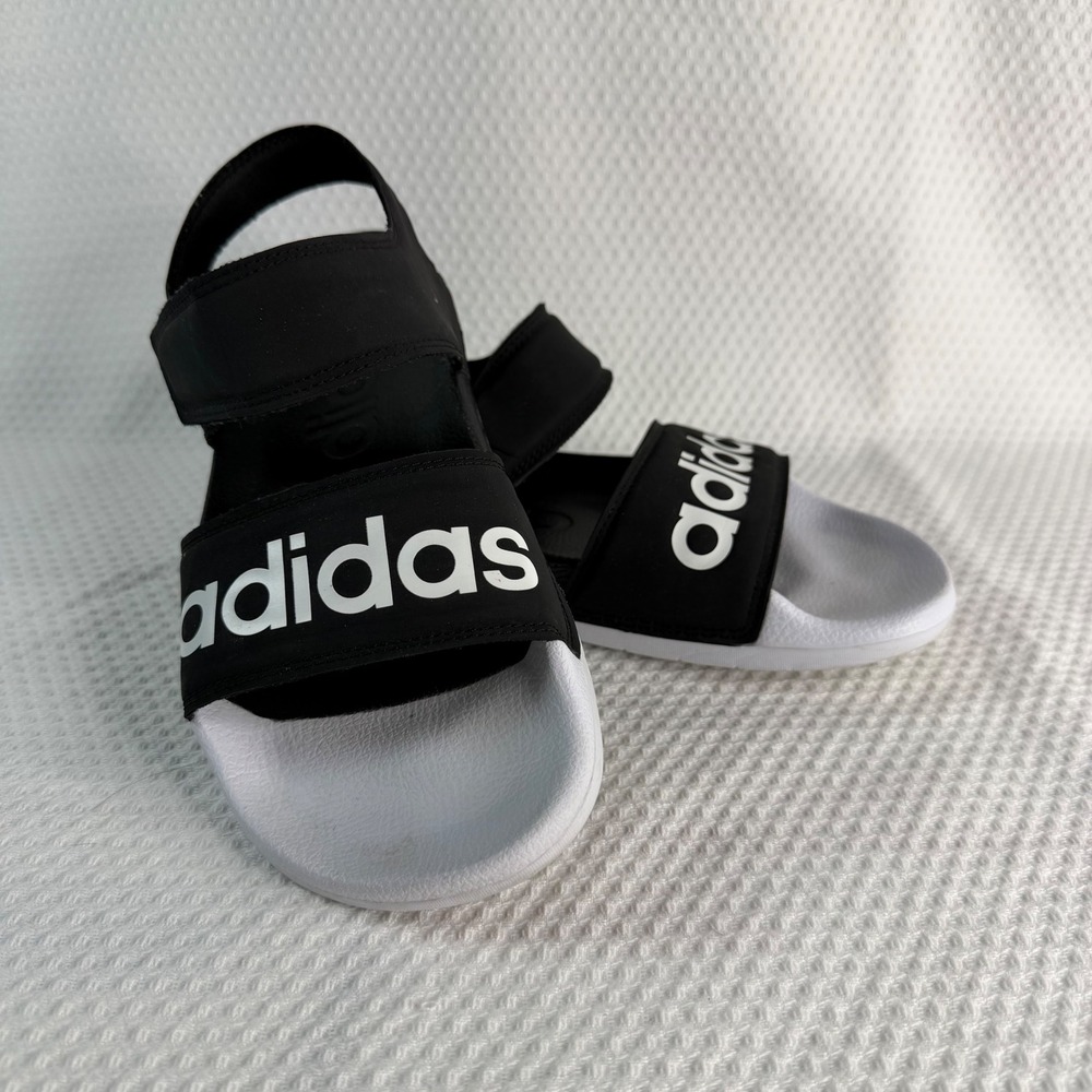 Adidas Adilette Sandals Black White Adjustable Strap Slides Mens 7 Womens 8